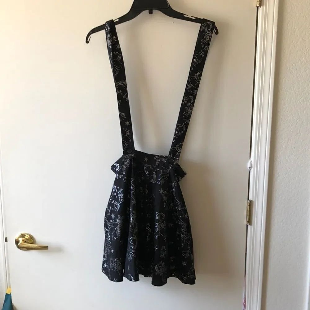 Hot Topic Sailor Moon Skirt with Suspenders Size XS Gently used Black/Silver